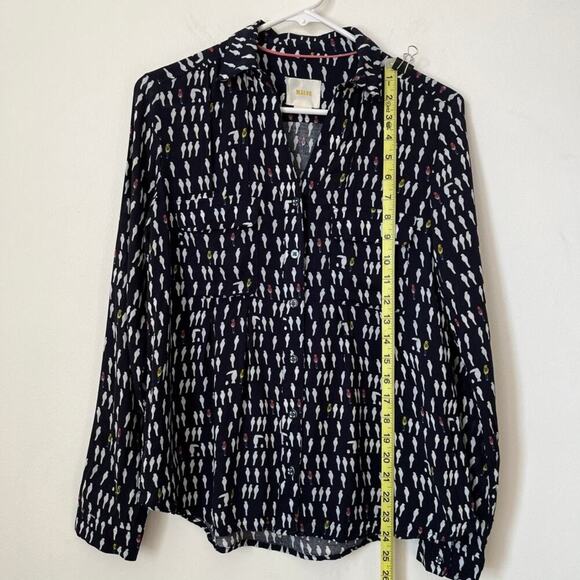 Anthropologie Maeve Wynwood Parrot BIrd Button Down Blouse Womens 0 - Picture 9 of 12